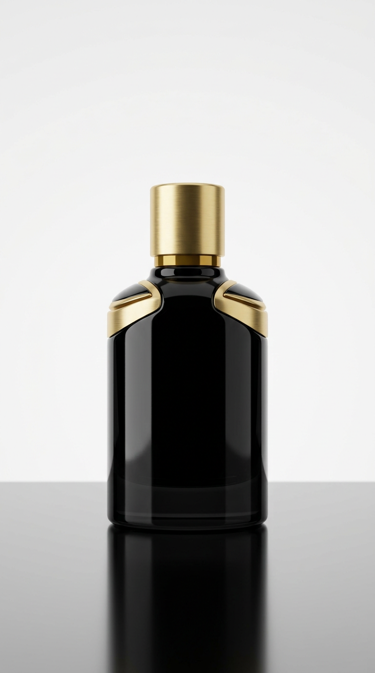 Signature black and gold perfume bottle