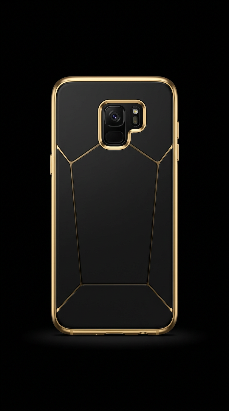 Black and gold leather phone case
